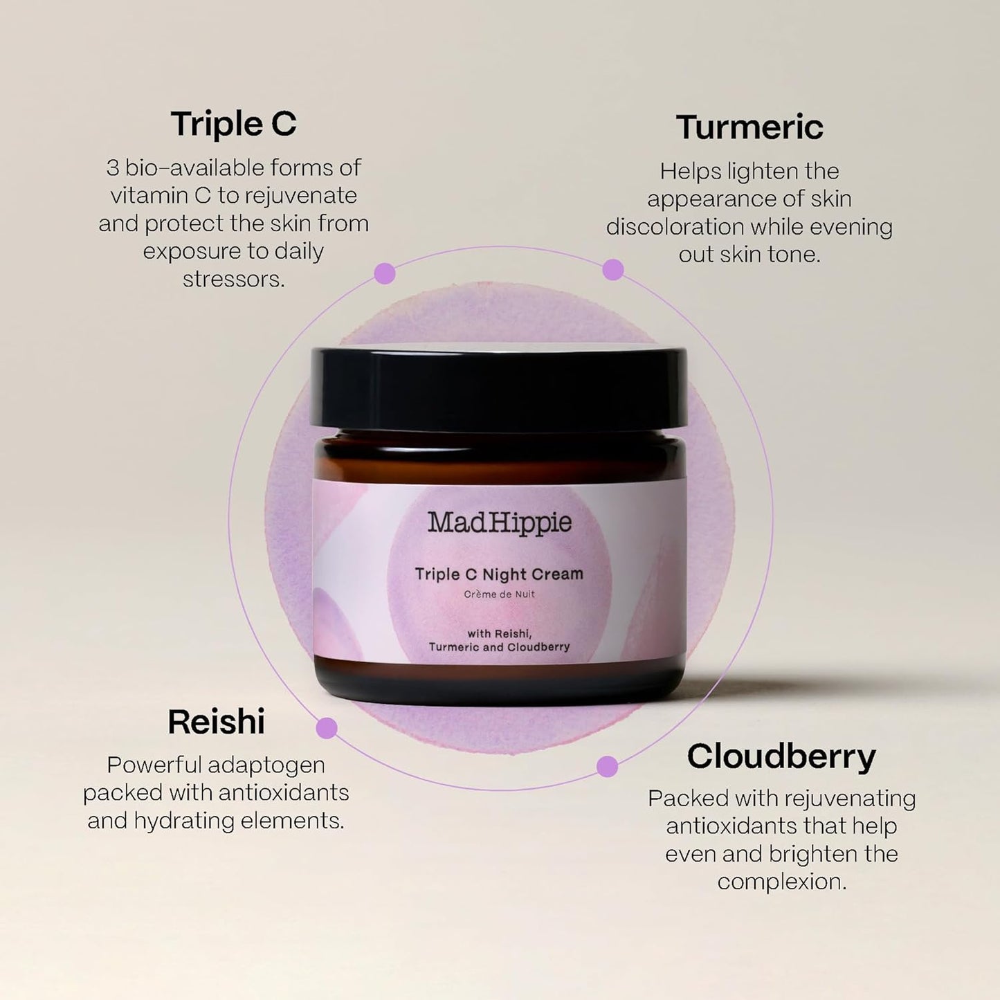 Mad Hippie Triple C Night Cream with Reishi, Turmeric & Cloudberry