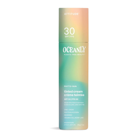 ATTITUDE Oceanly Tinted Face Cream Stick with SPF 30, Universal Tint