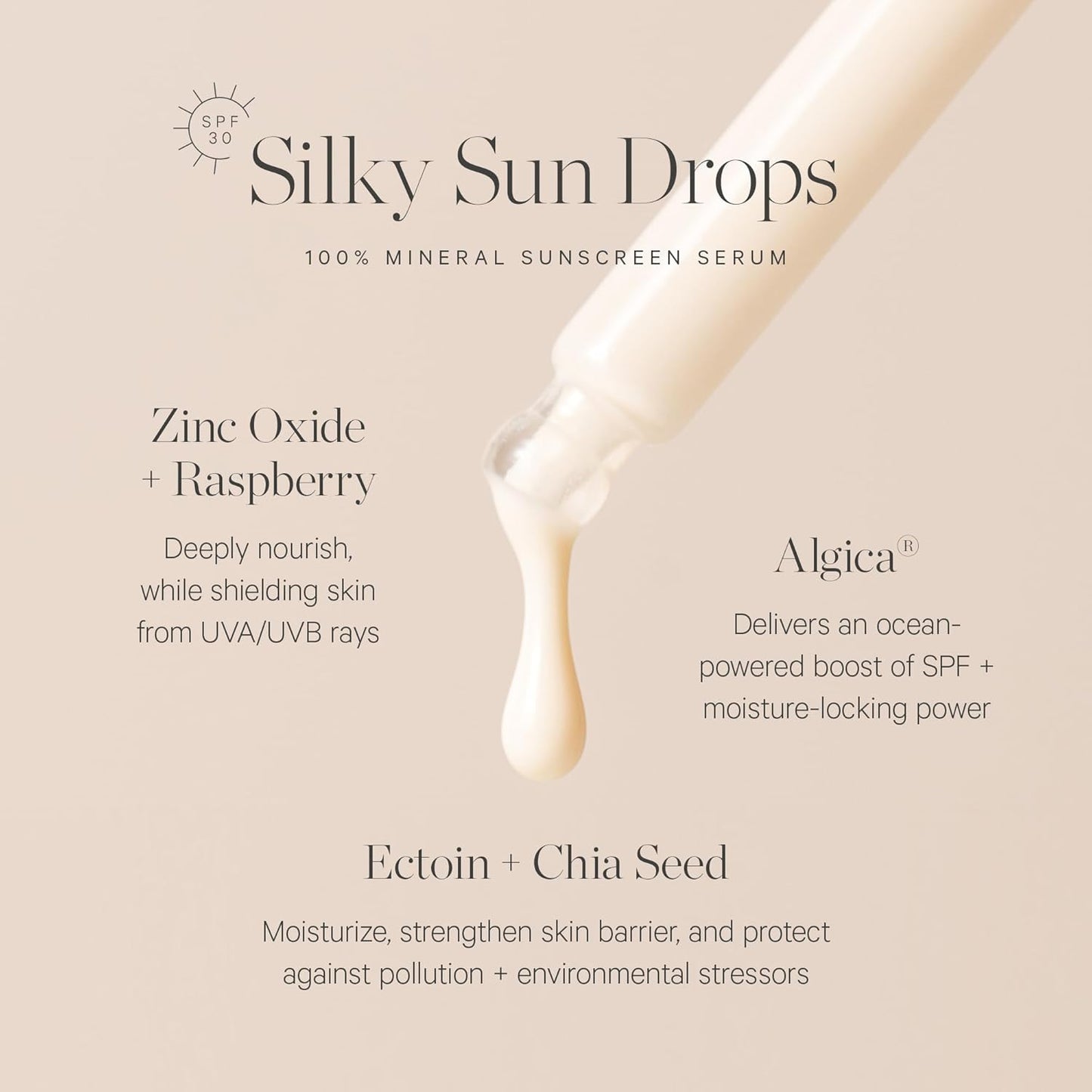 KORA Organics Silky Sun Drops, SPF 30 Mineral Sunscreen Serum