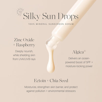 KORA Organics Silky Sun Drops, SPF 30 Mineral Sunscreen Serum